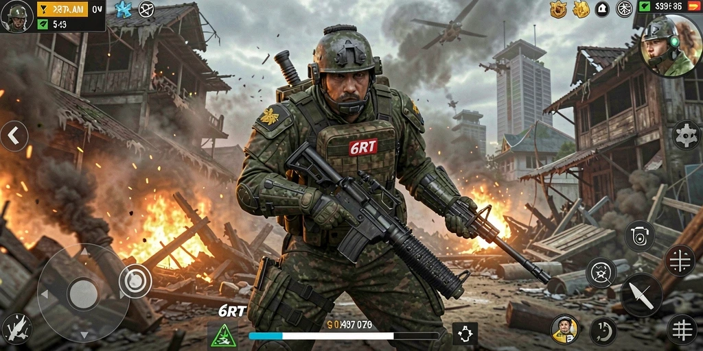 Tangkapan layar menunjukkan aksi seru dalam permainan SLG 6RT.