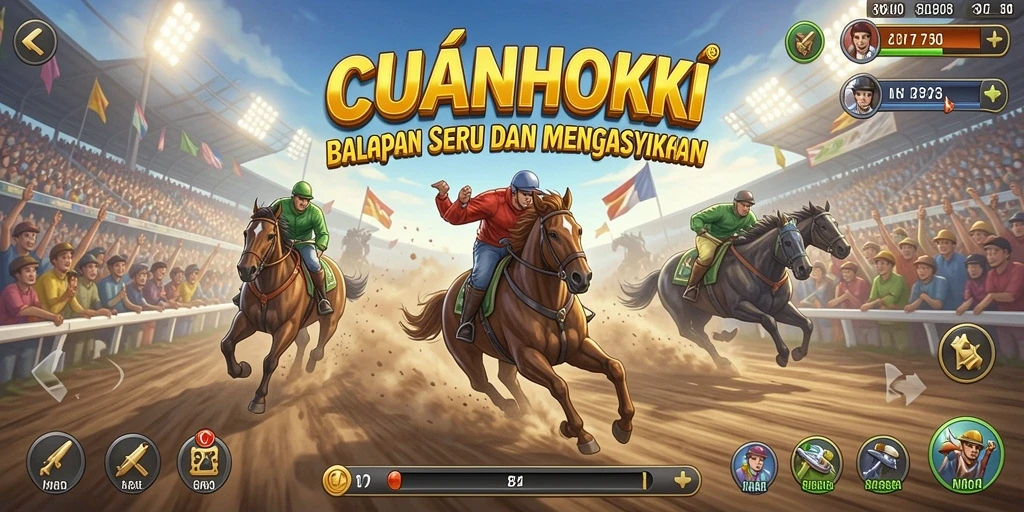 Tampilan gameplay seru dari balapan CUANHOKI yang penuh aksi.