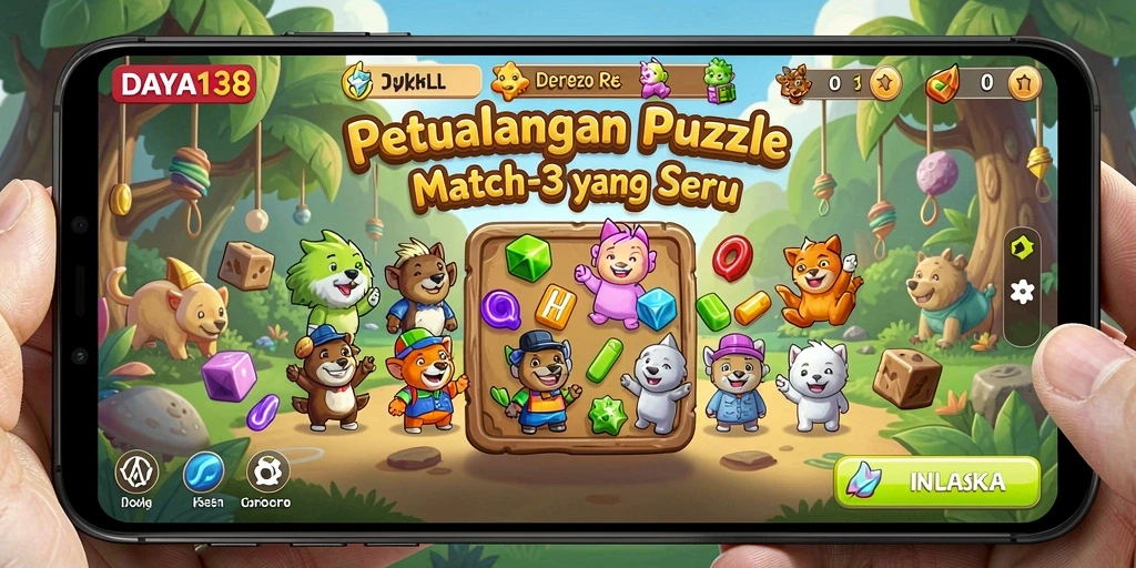 Tampilan menarik dan menyenangkan dari gameplay DAYA138 Match-3.