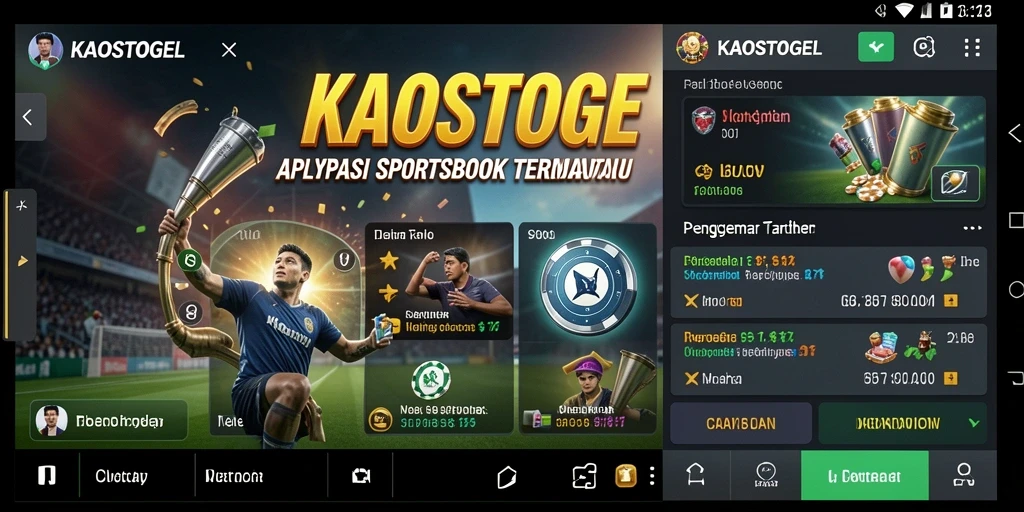 Tampilan gameplay menarik di aplikasi KAOSTOGEL untuk taruhan Sportsbook.
