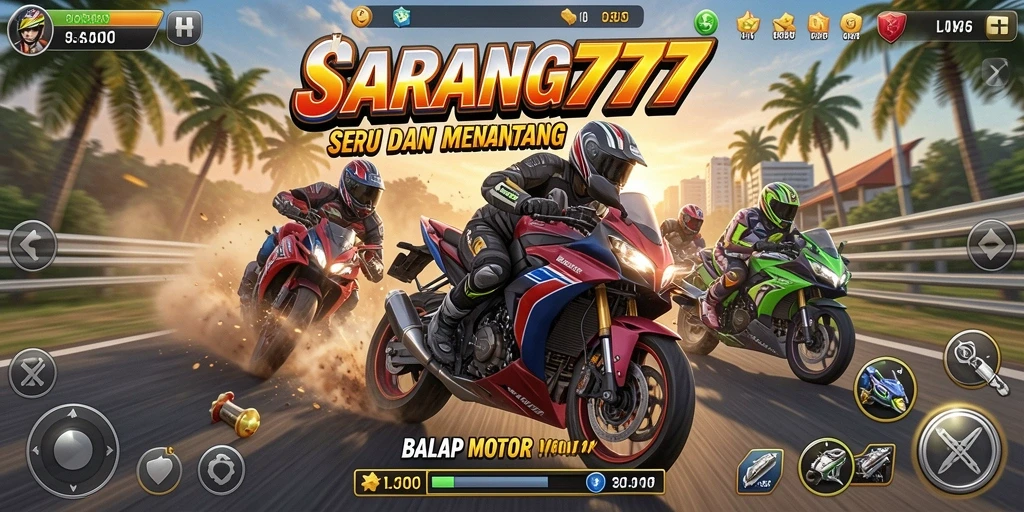 Screenshot menunjukkan aksi balapan motor yang mendebarkan.
