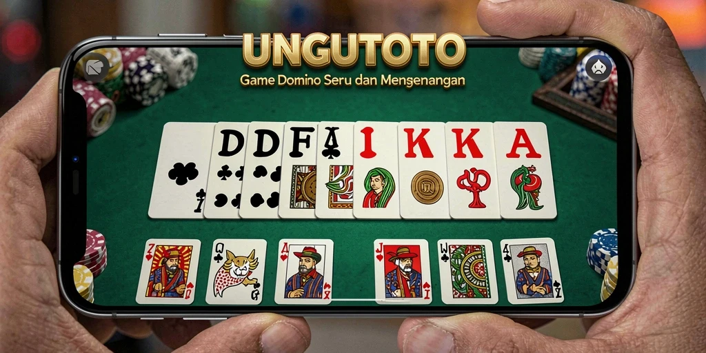 Tampilan menarik dari permainan domino UNGUTOTO di ponsel.
