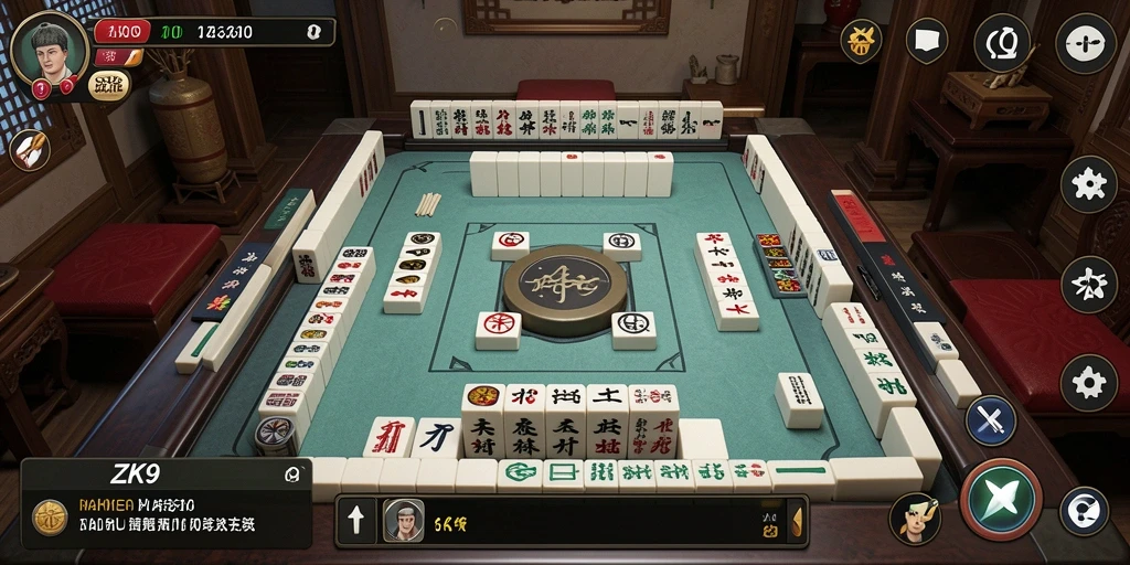 Tampilan gameplay ZK9 dengan pengalaman Mahjong yang menarik.